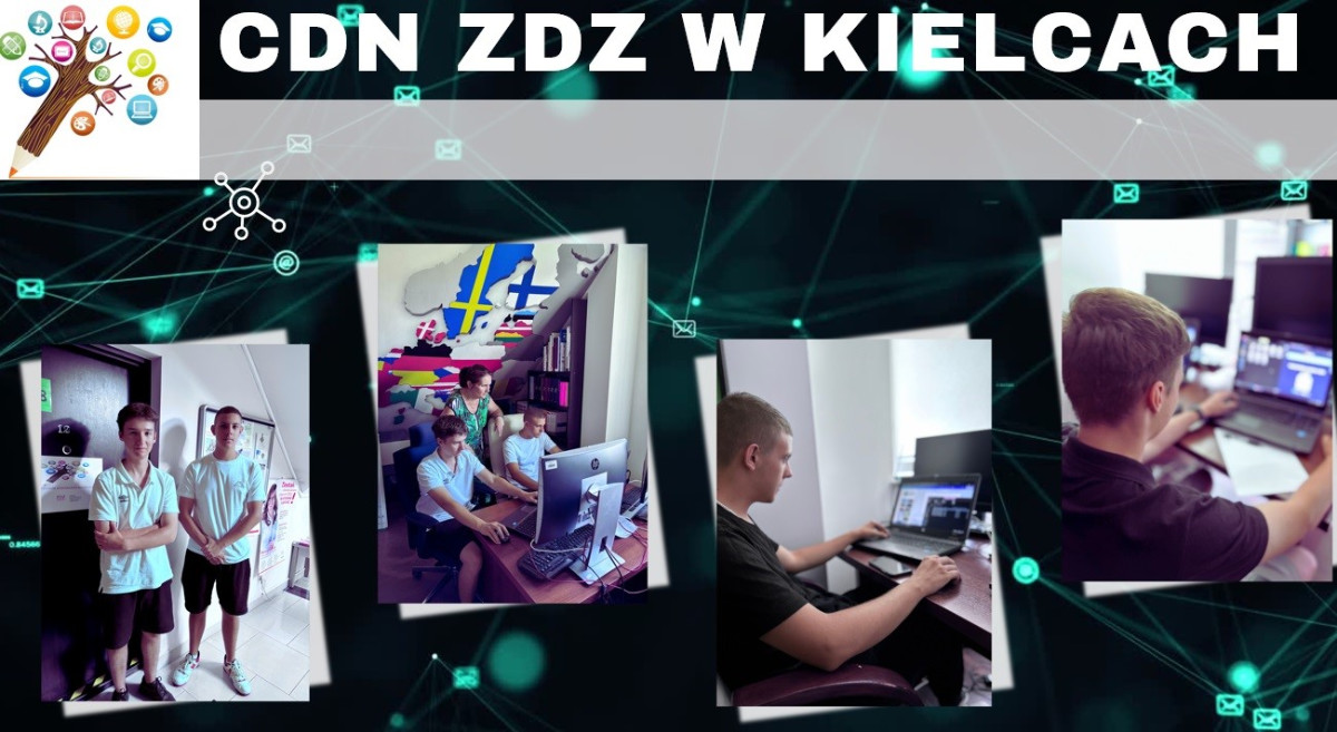 Kolaż zdjęć ze staży uczniowskich w Zespole Szkół ZDZ w Kielcach