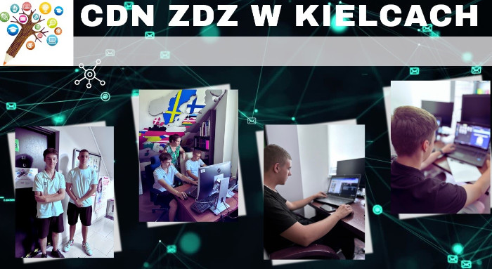 Kolaż zdjęć ze staży uczniowskich w Zespole Szkół ZDZ w Kielcach